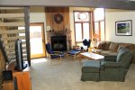 Mammoth Condo Rental Sunrise 11 - Living room with Woodburning Fireplace